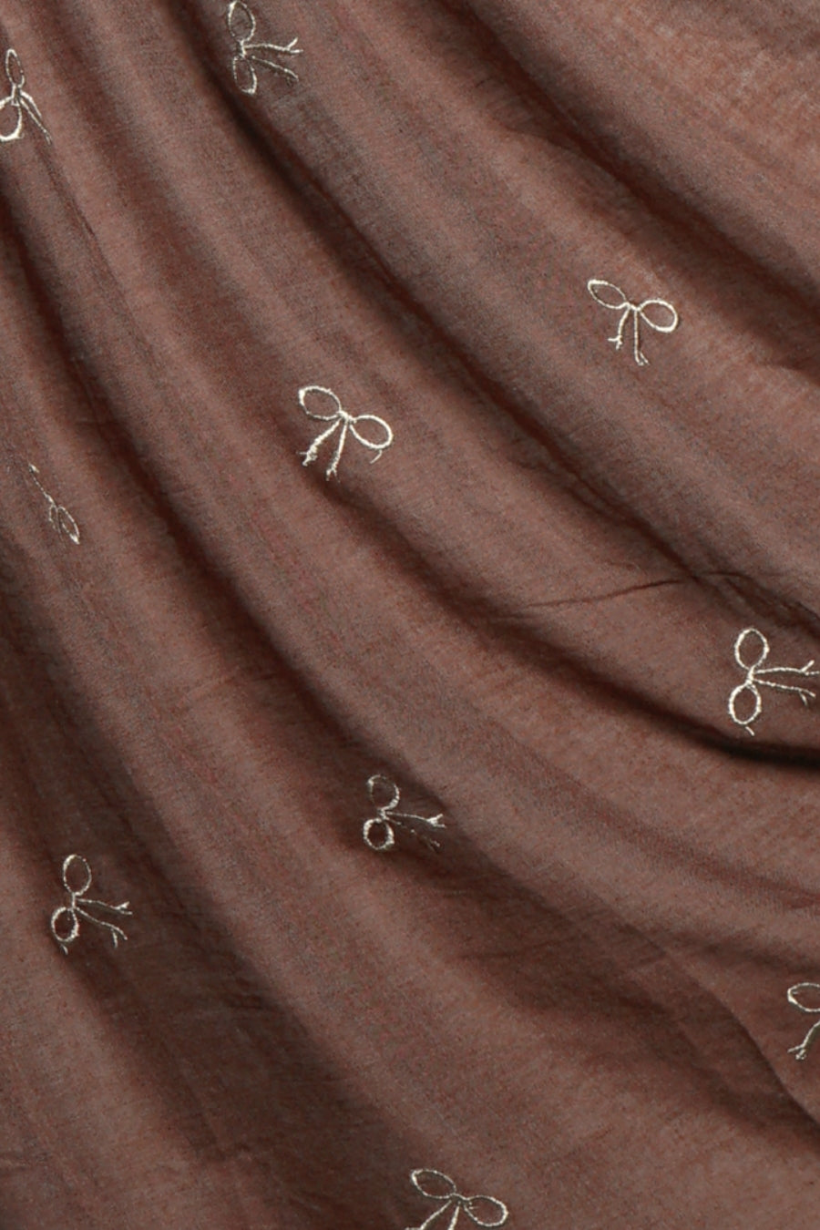 Bow Embroidery Lawn Hijab - Brunette