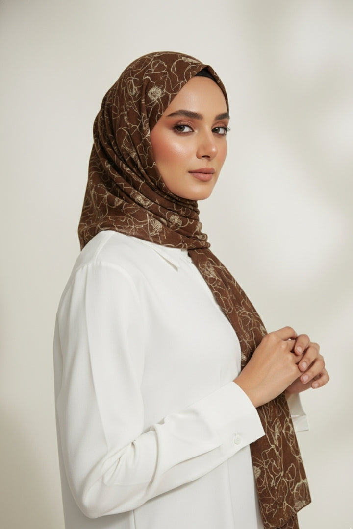 Noir Printed Lawn - Brunette