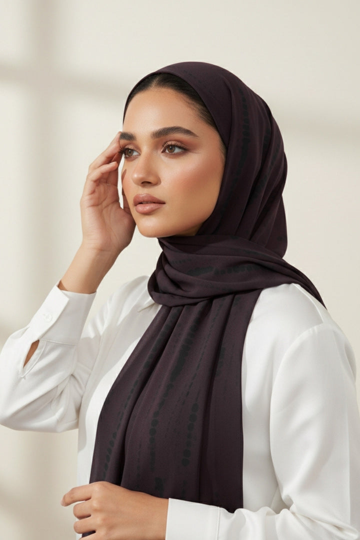 Tiedye Print Chiffon Hijab - Brunette