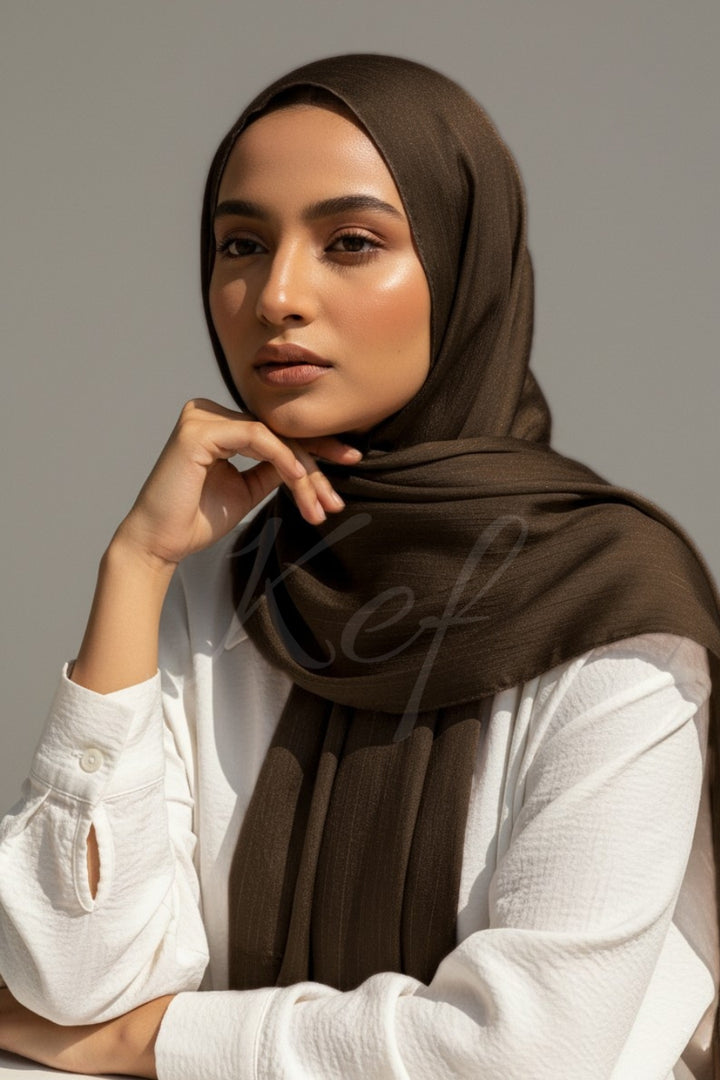 Crinkle Chiffon Hijab - Brunette (Shimmer)