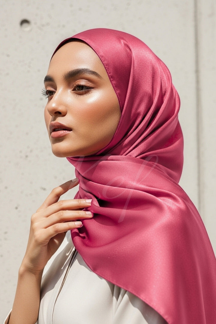 Plain Silk Hijab - Bubblegum