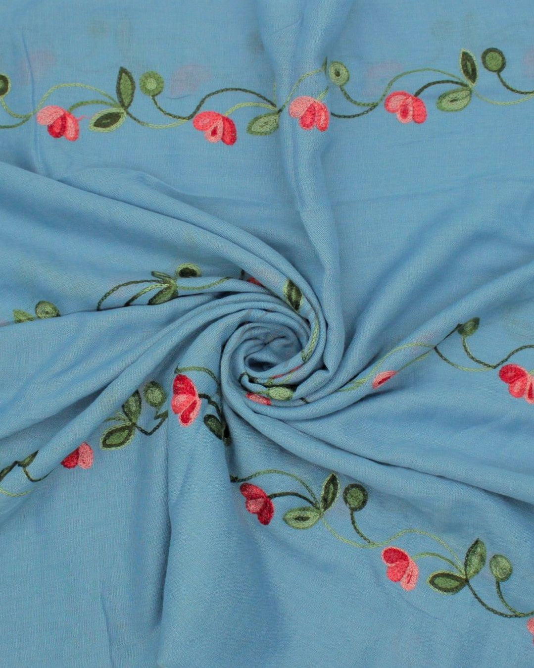 Viola Embroidery Lawn Hijab - Cadet Blue