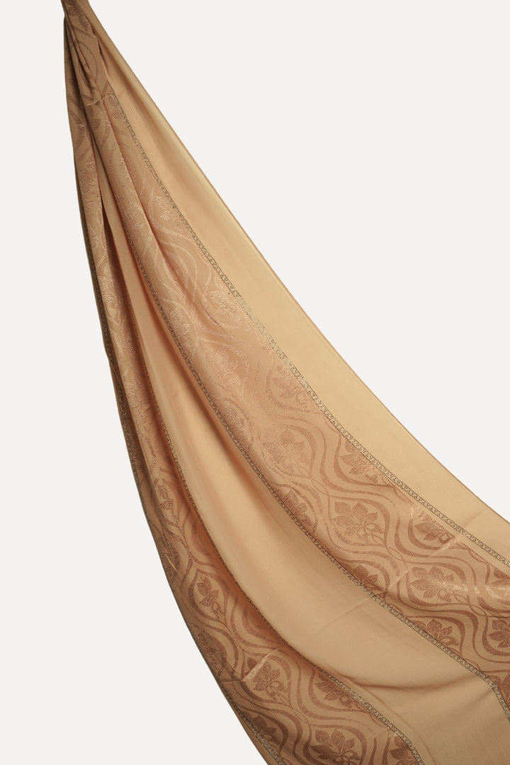 Striped Embroidery Chiffon - Cafe