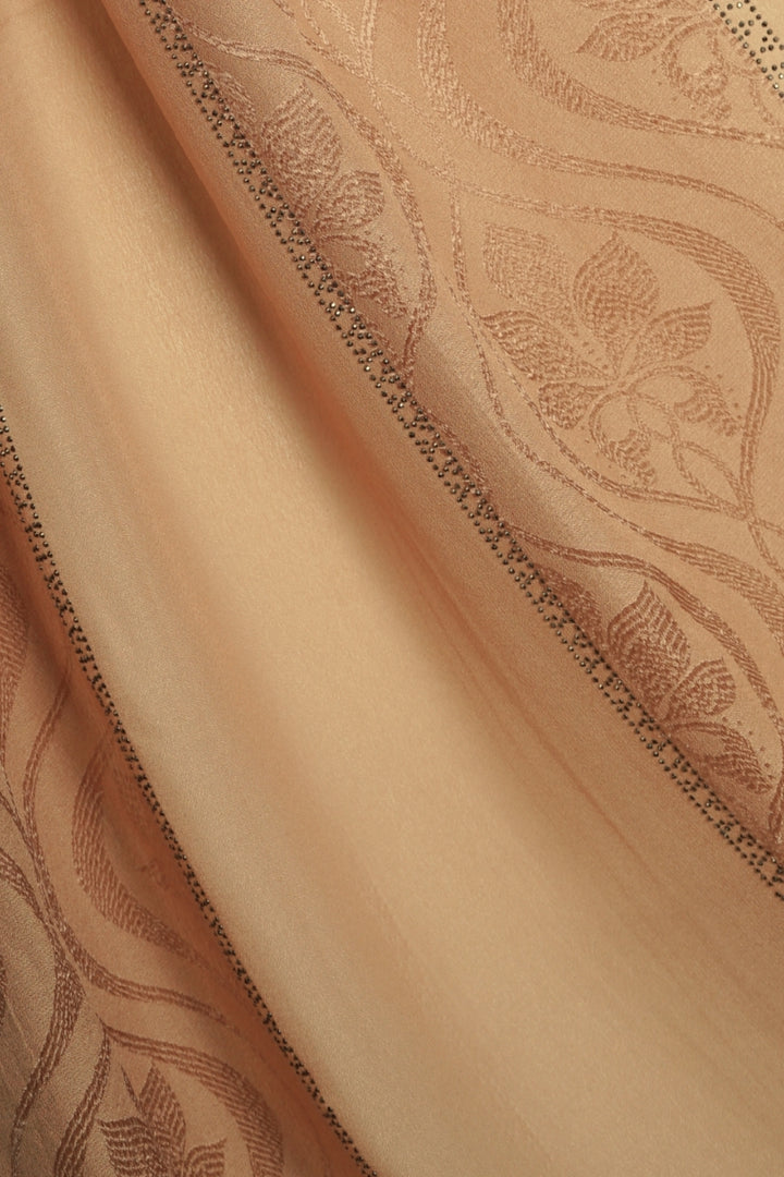 Striped Embroidery Chiffon - Cafe