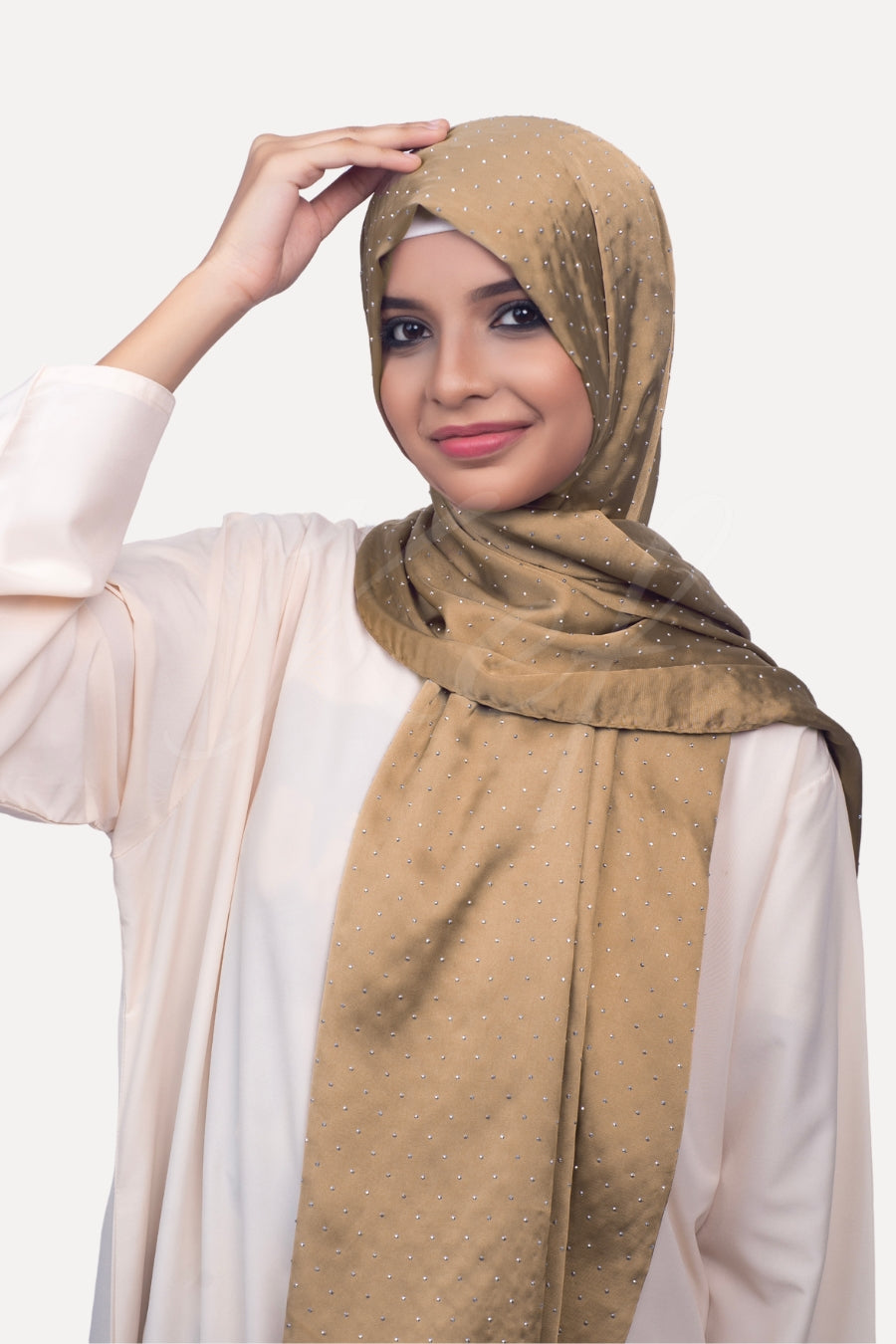 Dapple Dot Silk Hijab - Camel