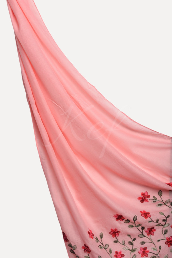 Viola Embroidery Lawn Hijab - Candy Pink