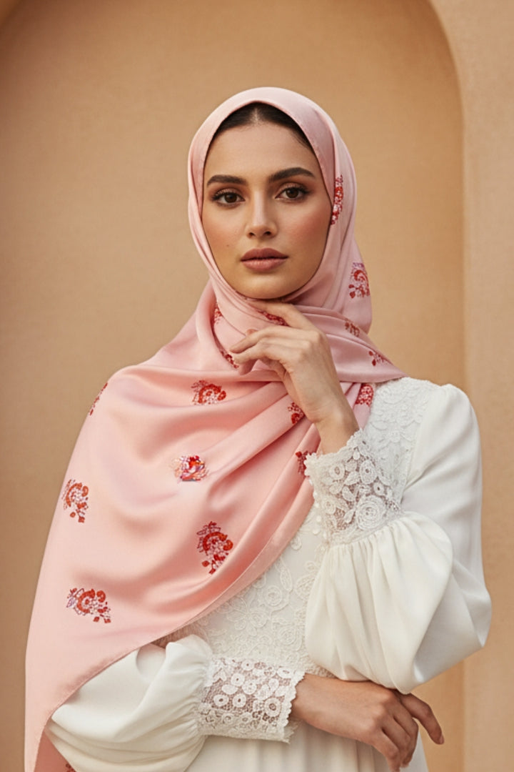 Block Print Silk - Peach