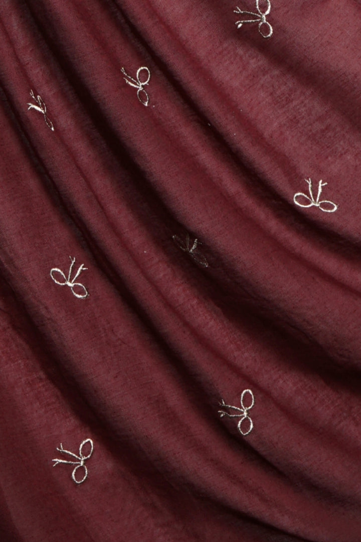 Bow Embroidery Lawn Hijab - Cape Mortuum