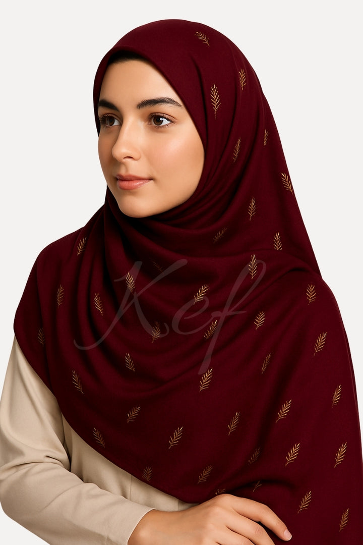 Willow Foil Lawn Hijab - Cape Mortuum