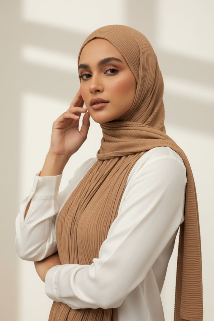 Crinkle Lawn Hijab - Caramel
