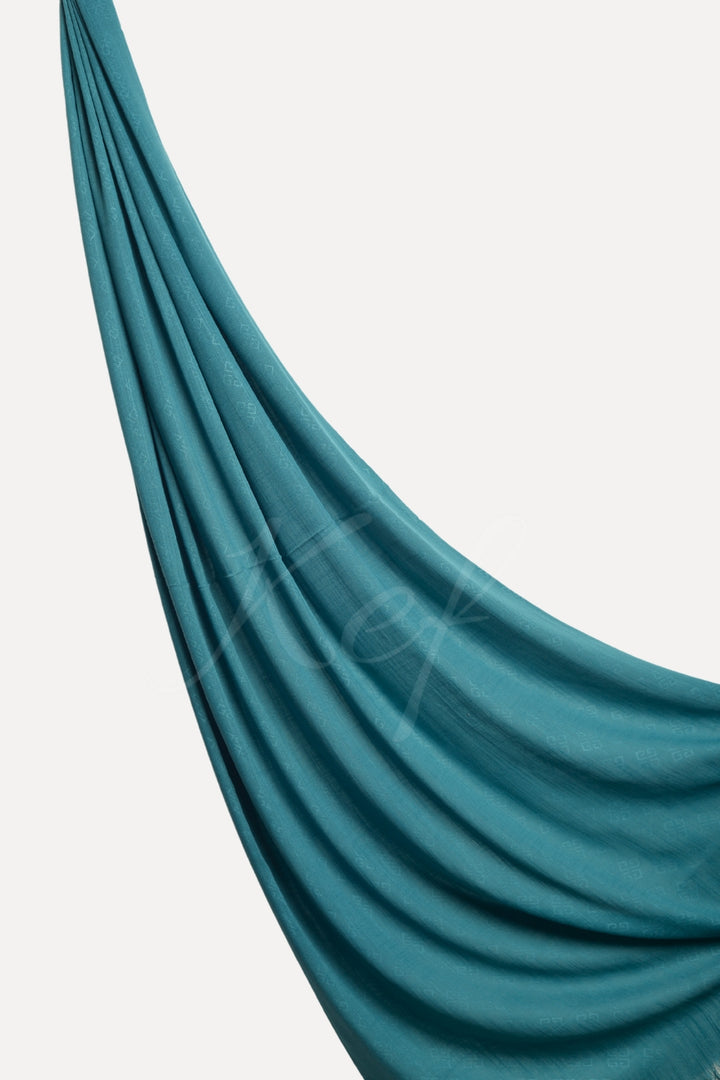 Monogram Turkish Lawn Hijab - Cerulean