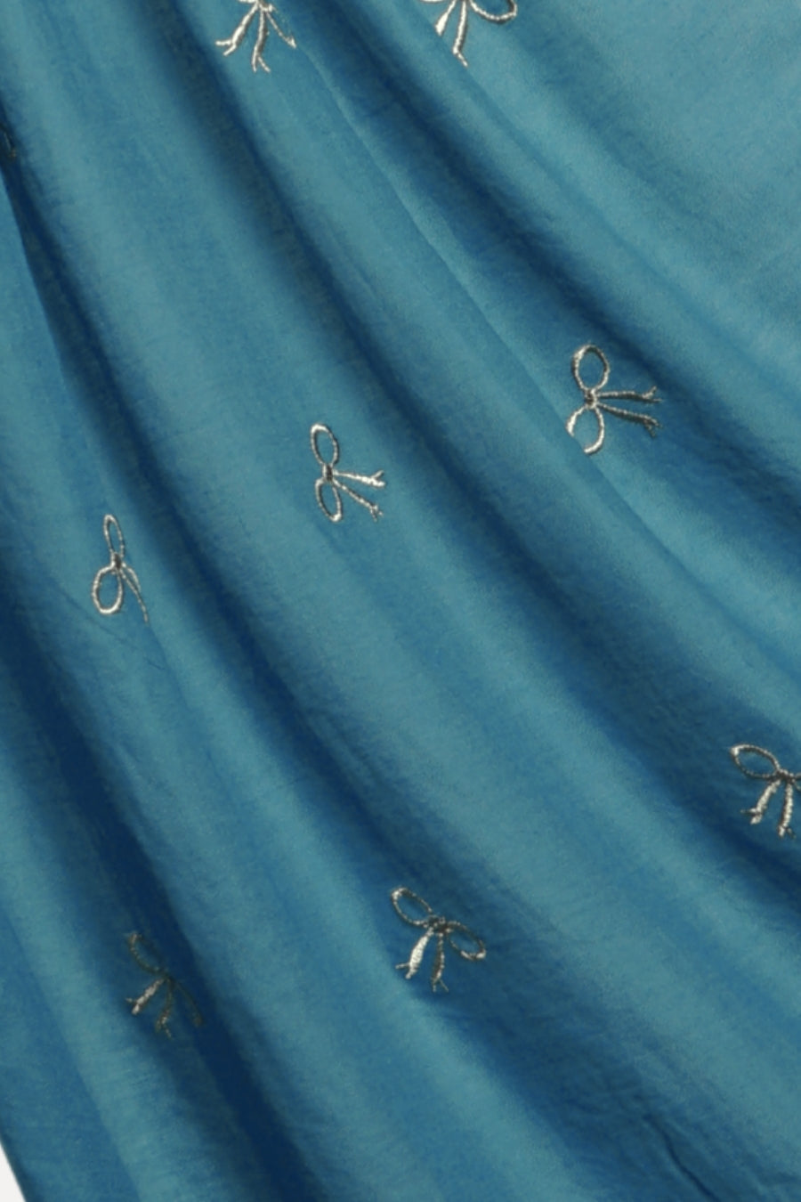 Bow Embroidery Lawn Hijab - Cerulean