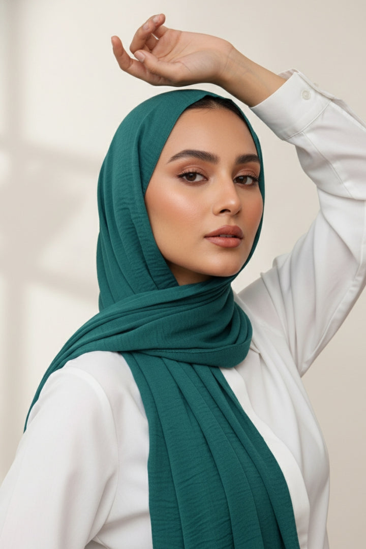 Soft Crumpled Lawn Hijab - Cerulean