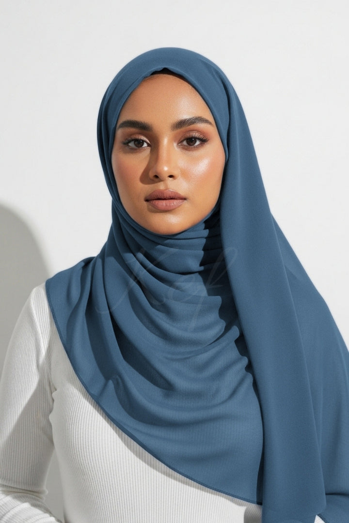 Georgette Hijab - Charcoal Blue