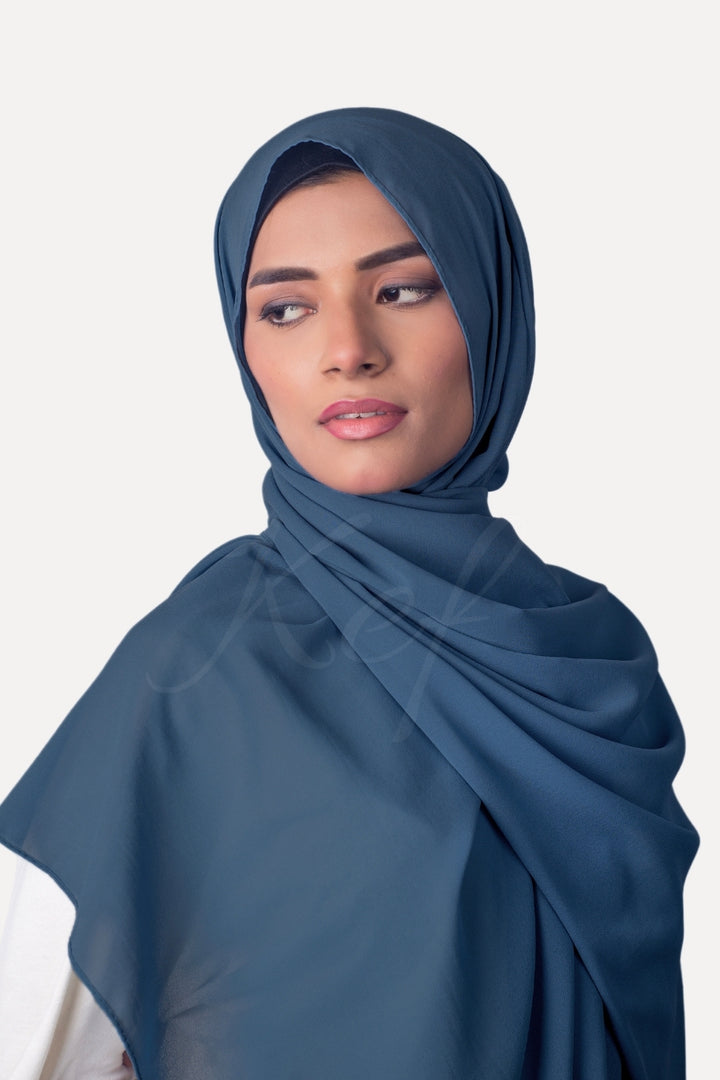 Georgette Hijab - Charcoal Blue