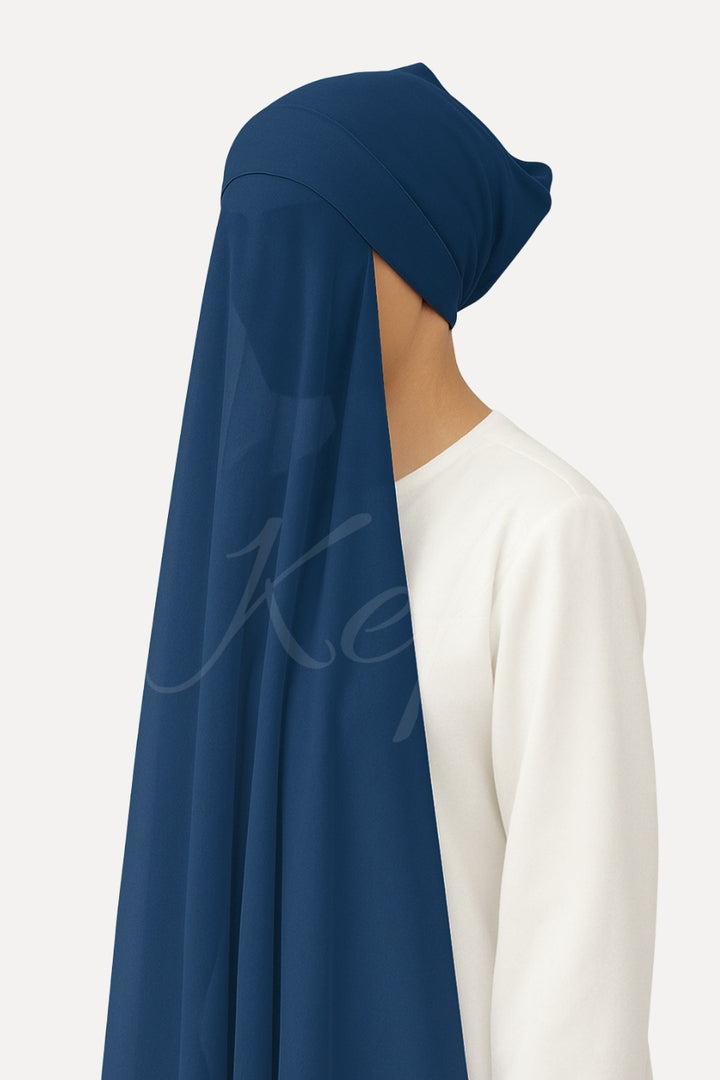 Instant Georgette with Cap - Charcoal Blue