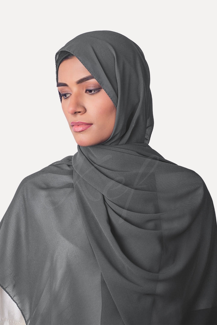 Georgette Hijab - Charcoal Grey