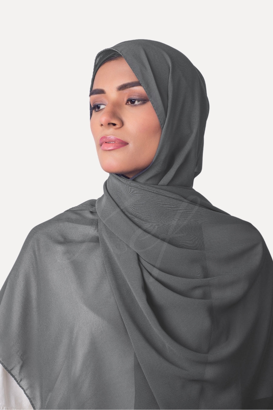 Georgette Hijab - Charcoal Grey