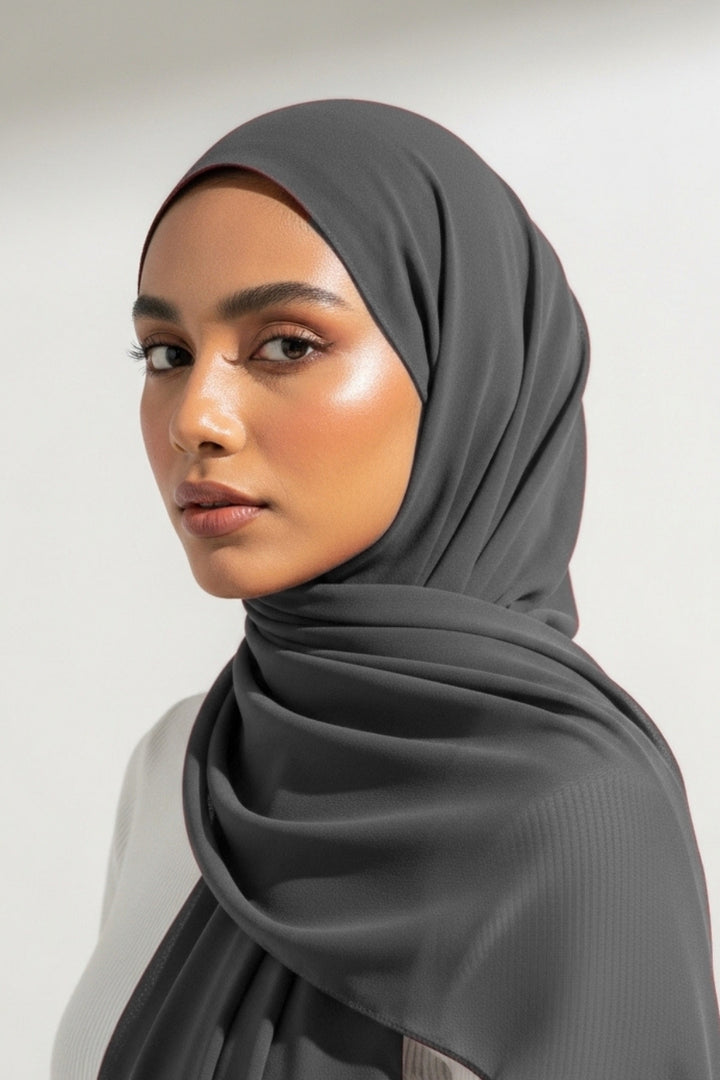 Georgette Hijab - Charcoal Grey