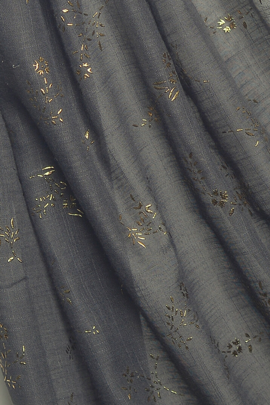 Leaf Embossed Turkish Lawn - Charcoal Grey