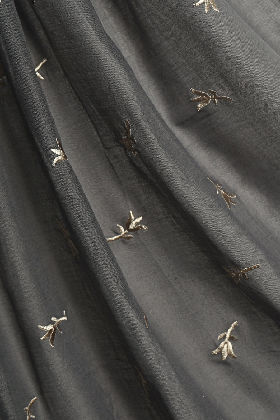 Grace Embroidery Lawn Hijab - Charcoal Grey