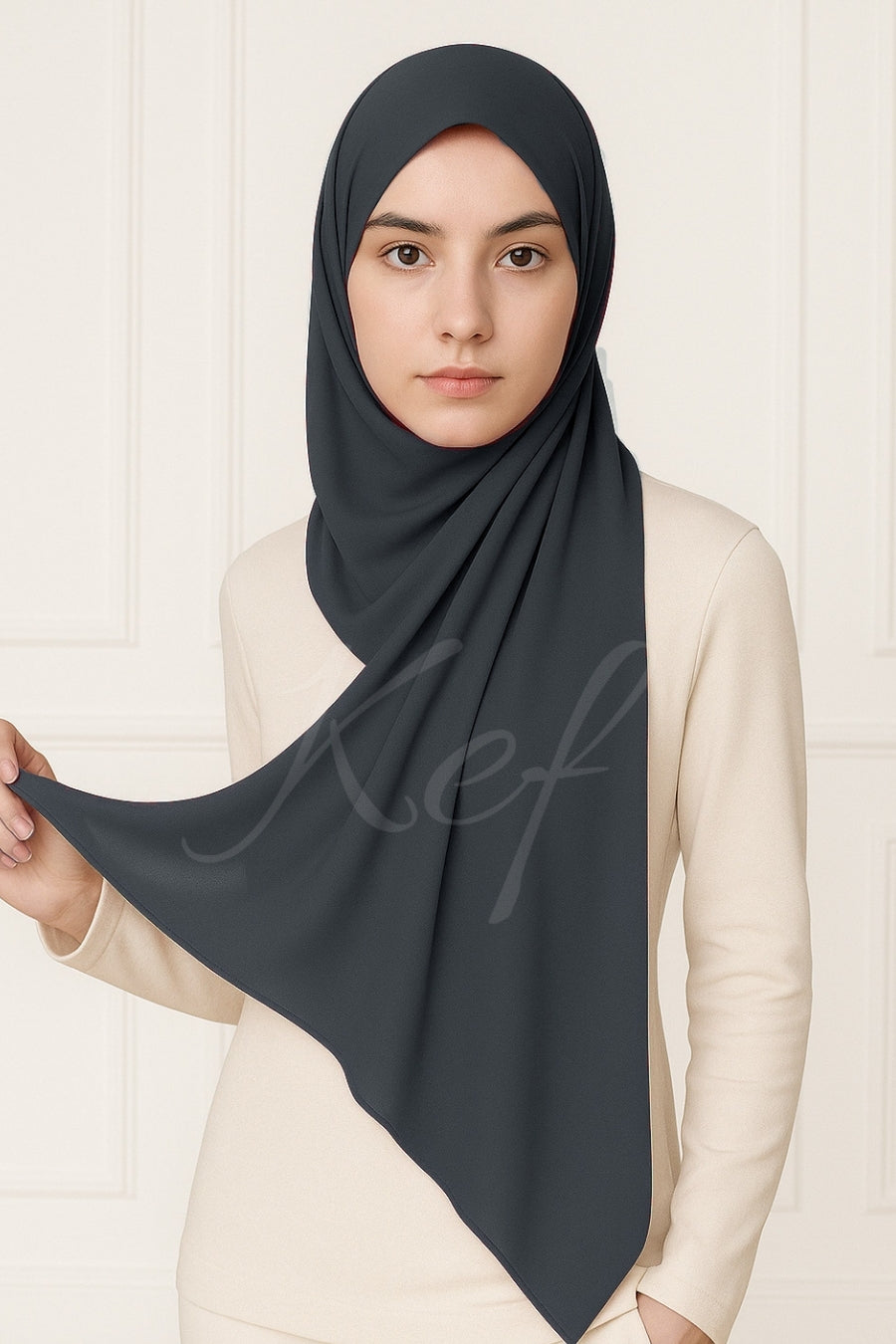 Georgette Hijab - Charcoal Grey