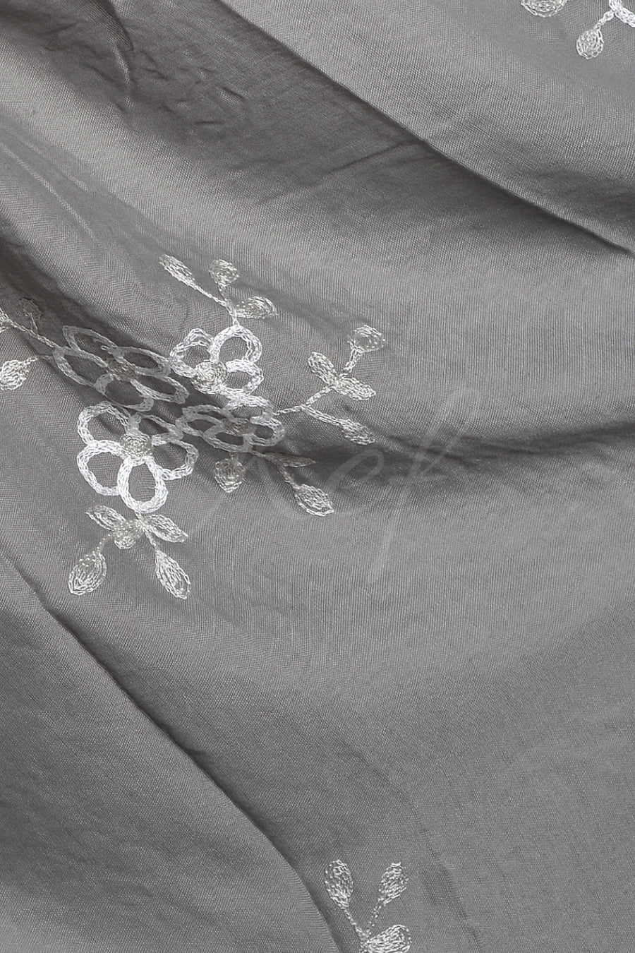 Alyssum Embroidery Lawn Hijab - Charcoal Grey