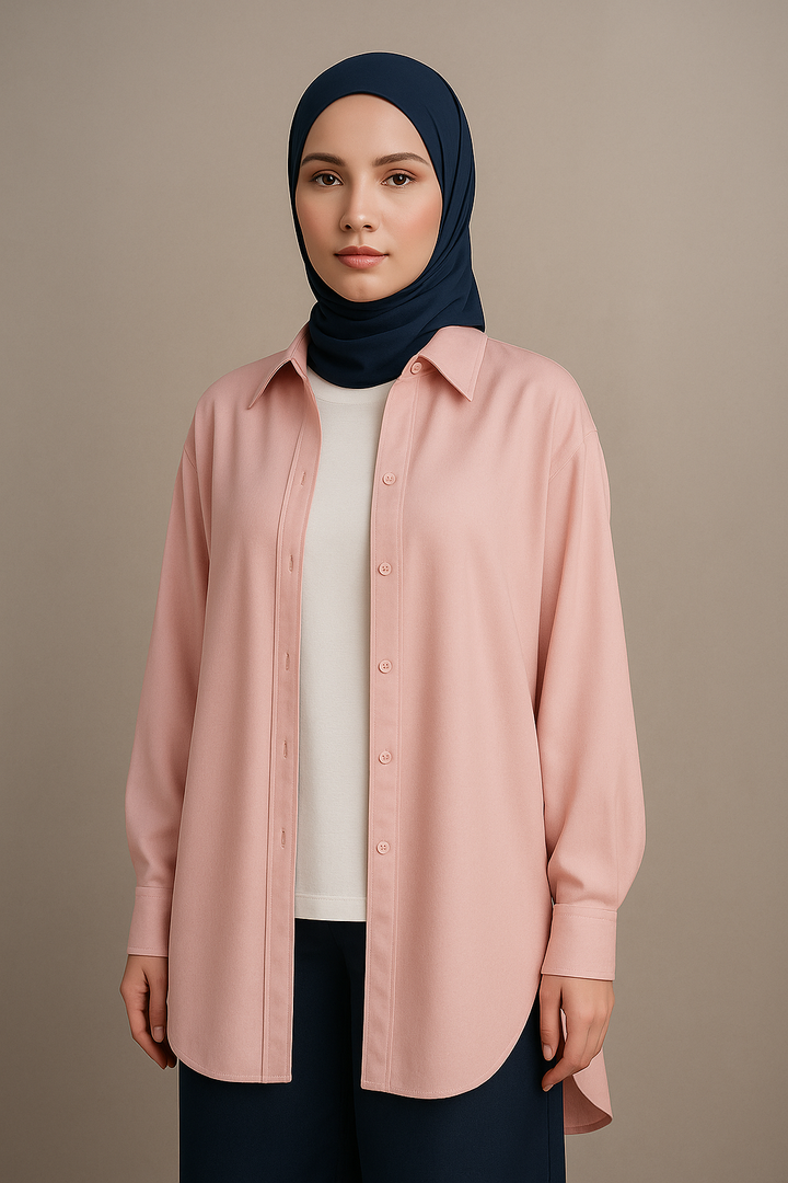 Oversized Cotton Shirt - Rose
