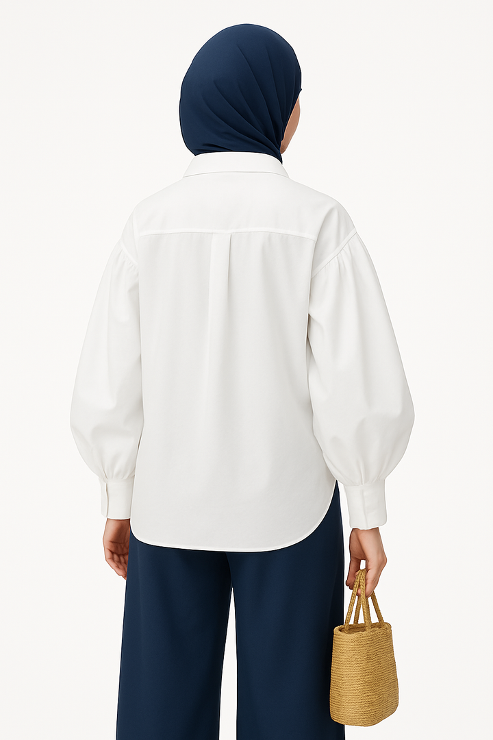 Oversized Cotton Puff Sleeve Shirt