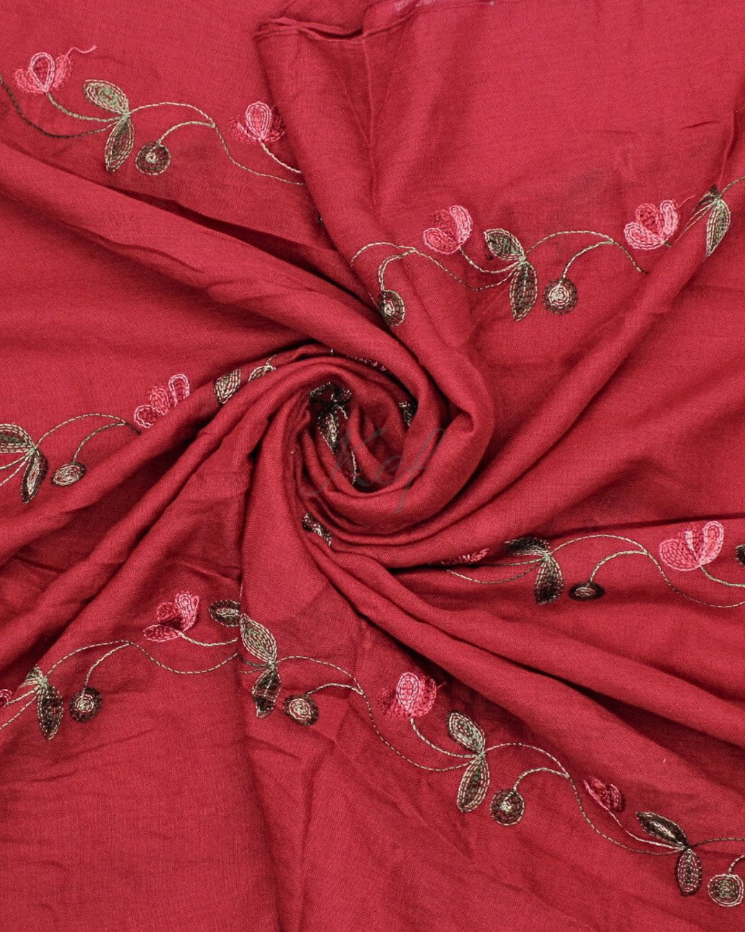 Viola Embroidery Lawn Hijab - Cherry Red