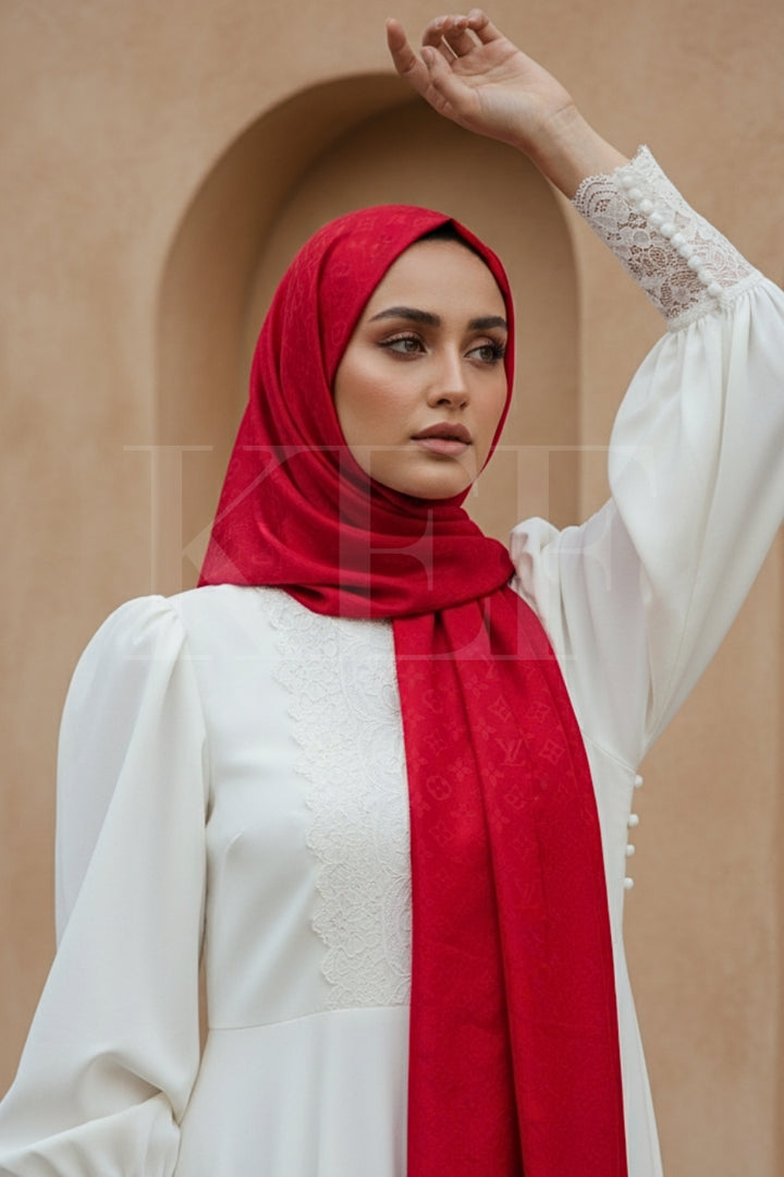 LV Cashmere Hijab -  Cherry Red