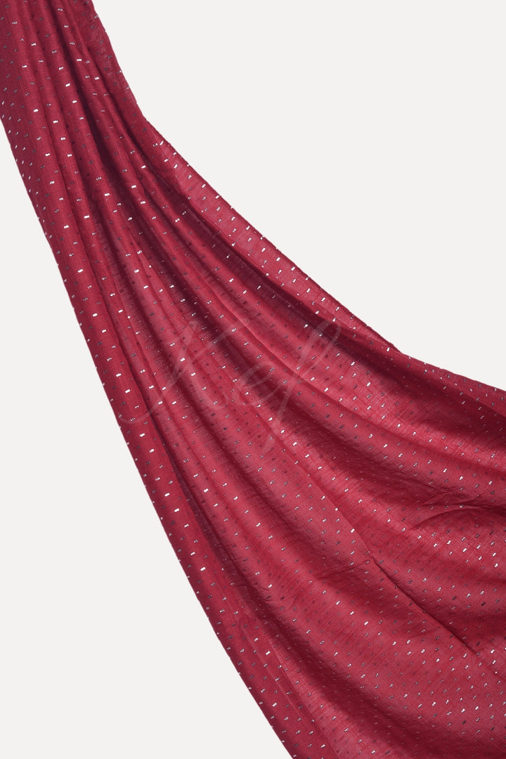 Silver Embossed Lawn - Cherry Red