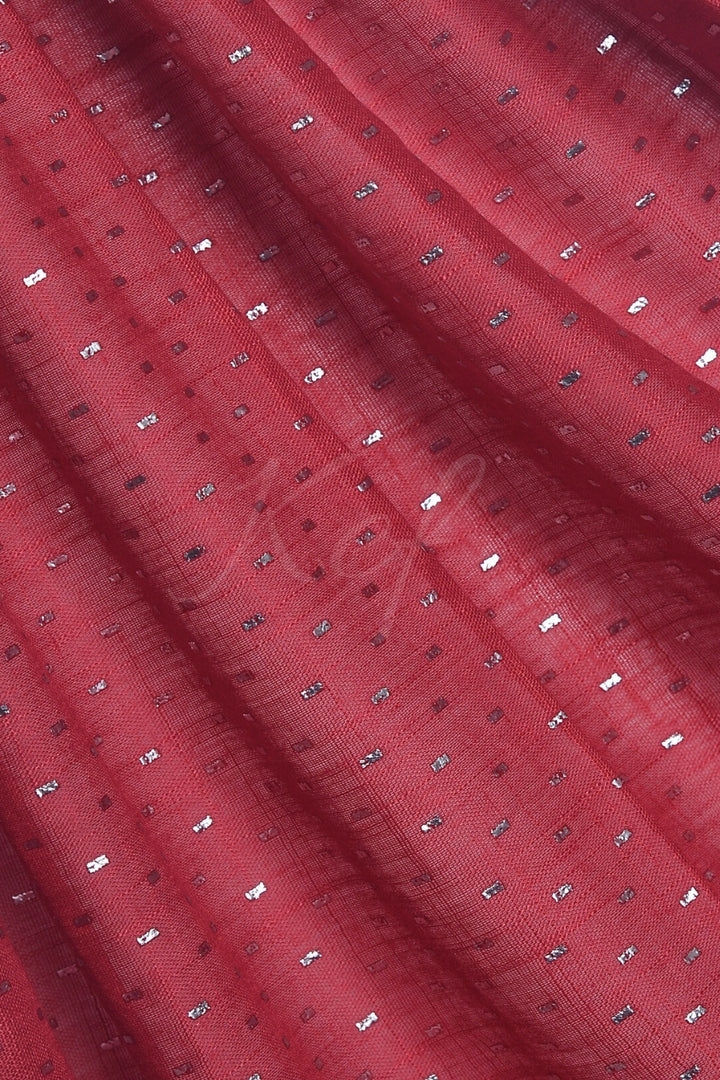 Silver Embossed Lawn - Cherry Red