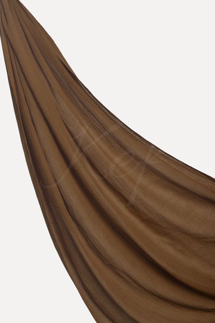 Crumpled Lawn Hijab - Choco Brown