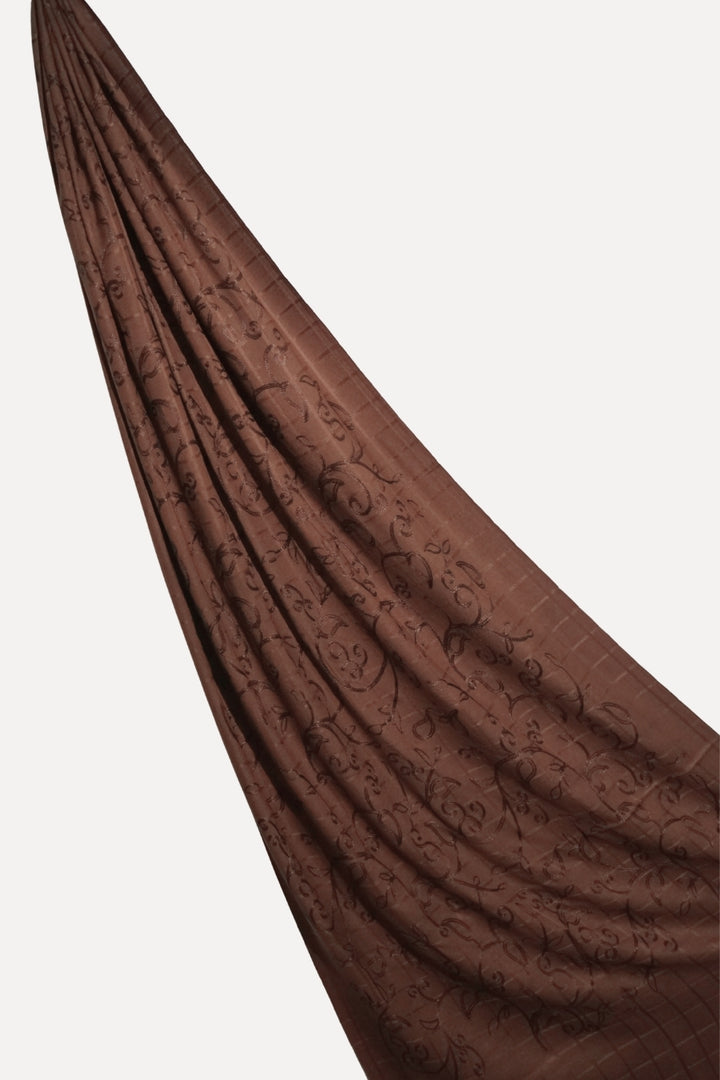 Checkered Embroidery Lawn - Choco Brown