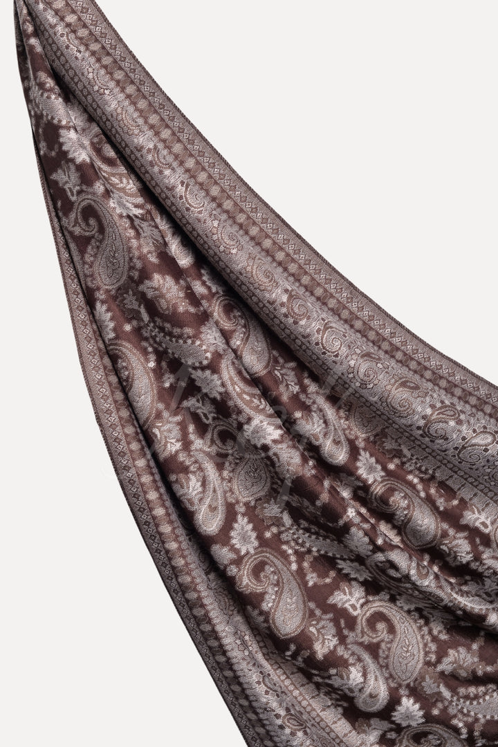 Printed Cashmere Hijab - Choco Brown