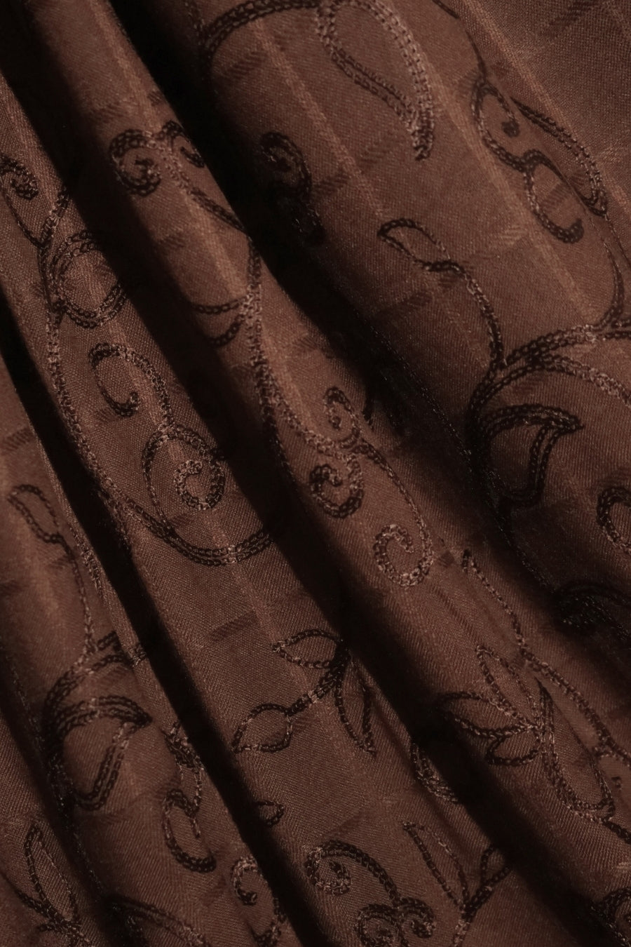 Checkered Embroidery Lawn - Choco Brown