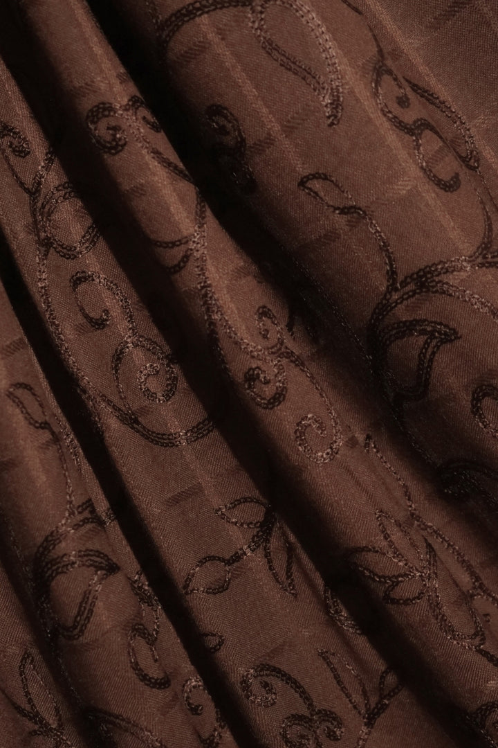 Checkered Embroidery Lawn - Choco Brown