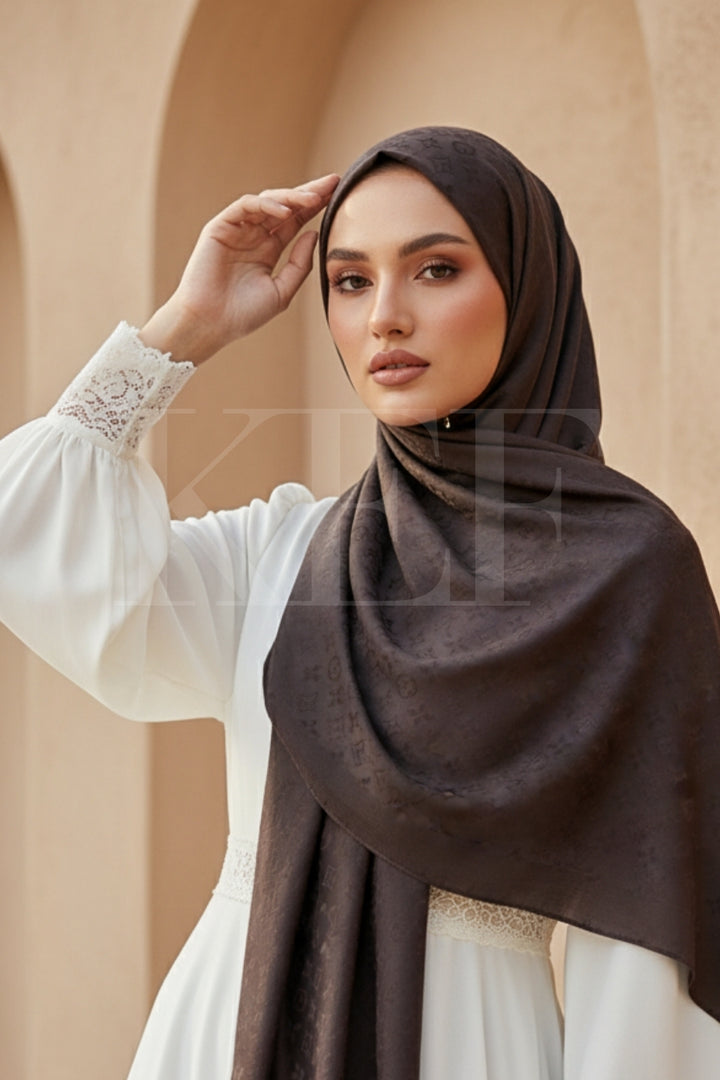 LV Cashmere Hijab -  Choco Brown