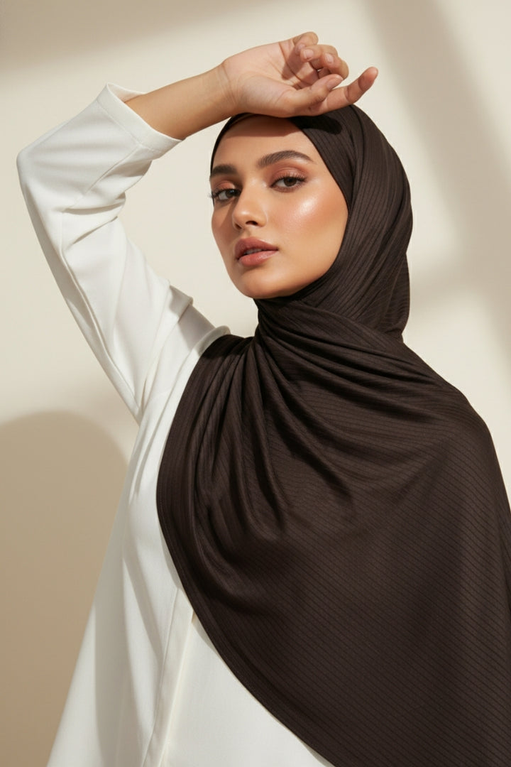 Linear Rib Jersey - Choco Brown