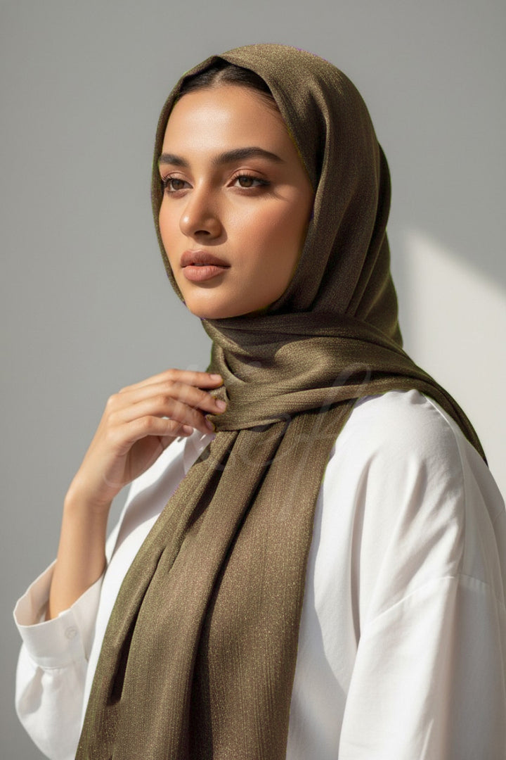 Crinkle Chiffon Hijab - Choco Brown (Shimmer)