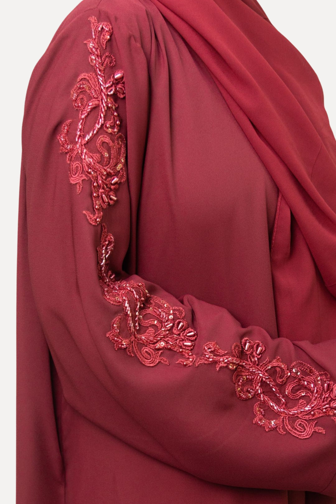 Classic Maroon Embellished Abaya
