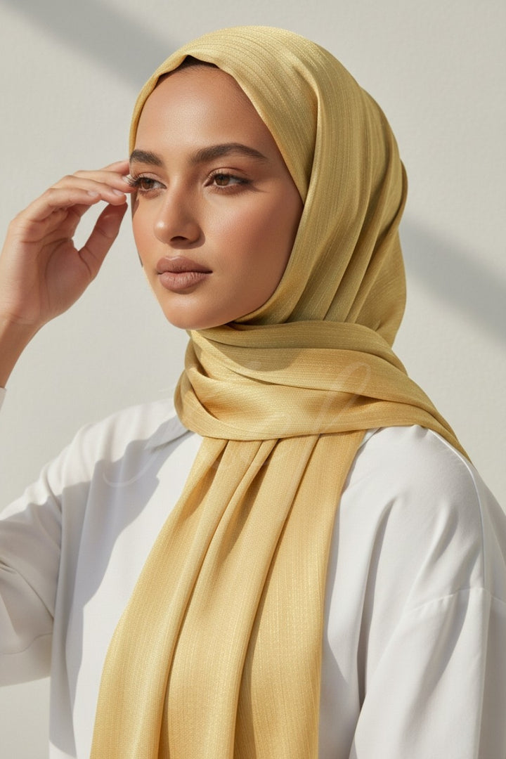Crinkle Chiffon Hijab - Clear Gold (Shimmer)