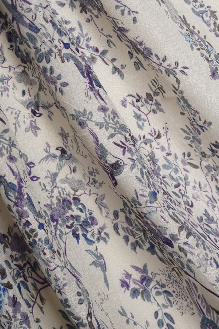 Printed Floral Lawn Hijab - Cloud Petal