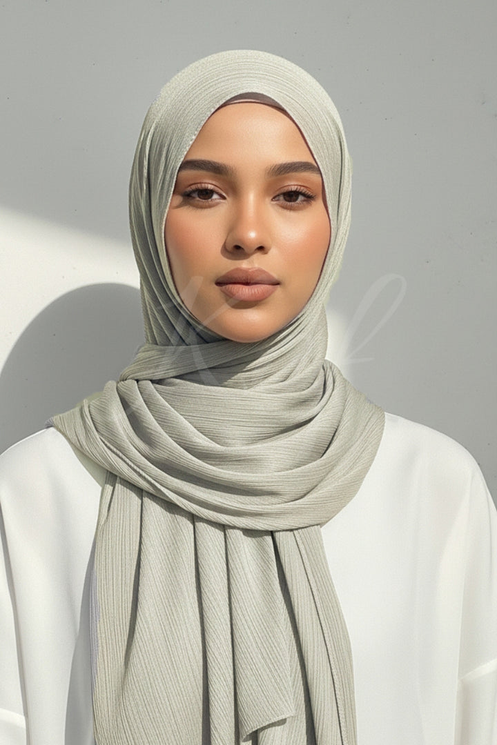 Crinkle Chiffon Hijab - Cloud (Matte)