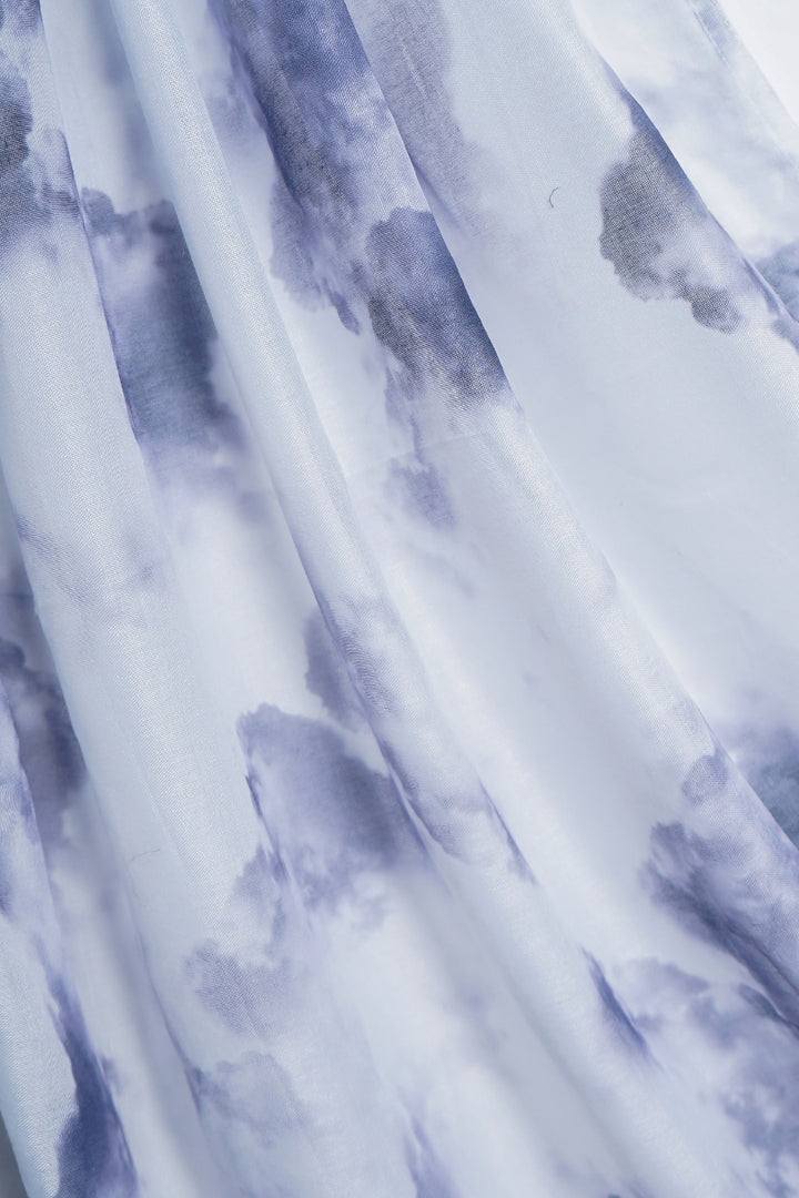 Printed Viscose Modal Hijab - Cloudy White