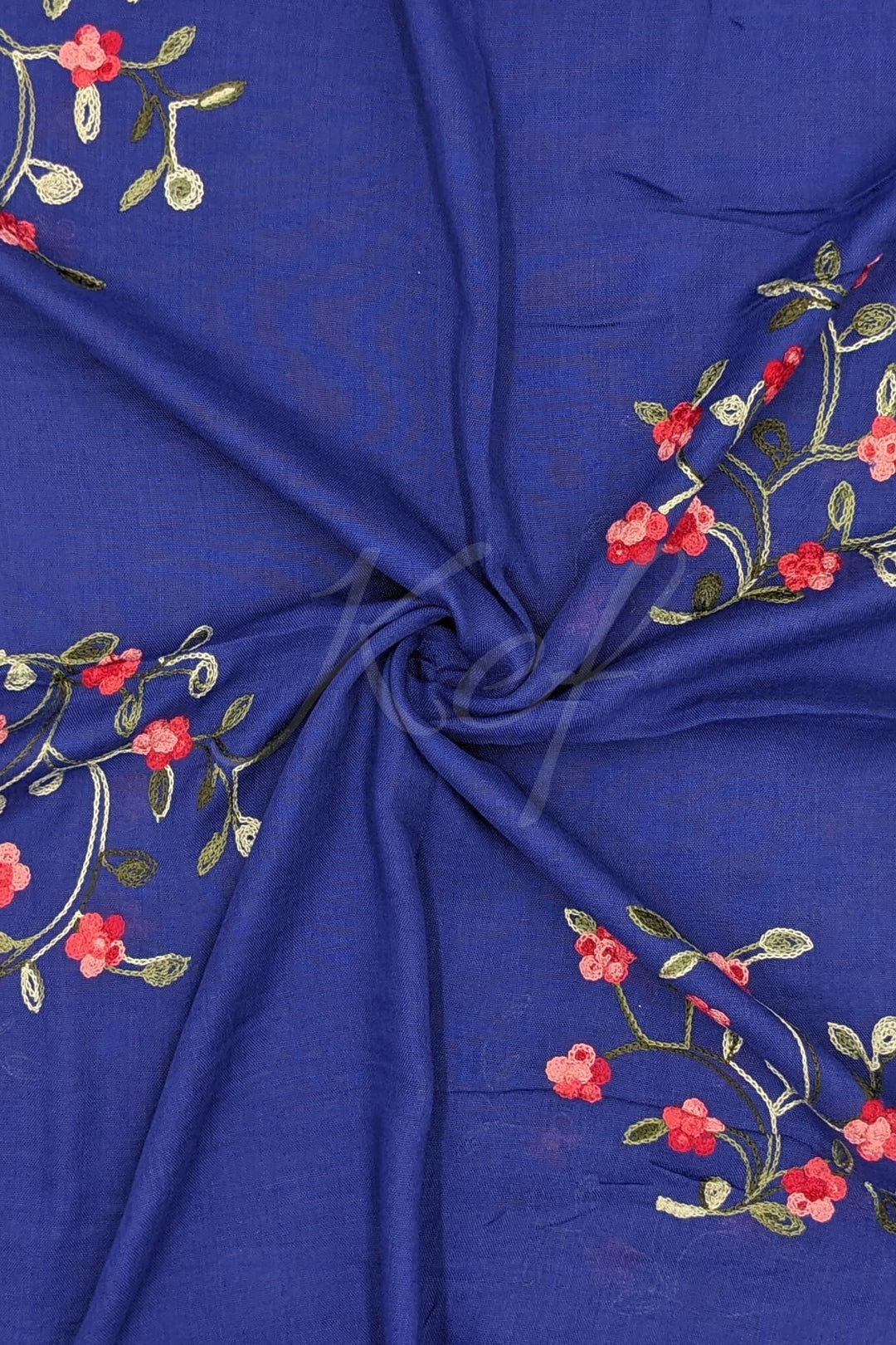 Viola Embroidery Lawn Hijab - Cornflower Blue