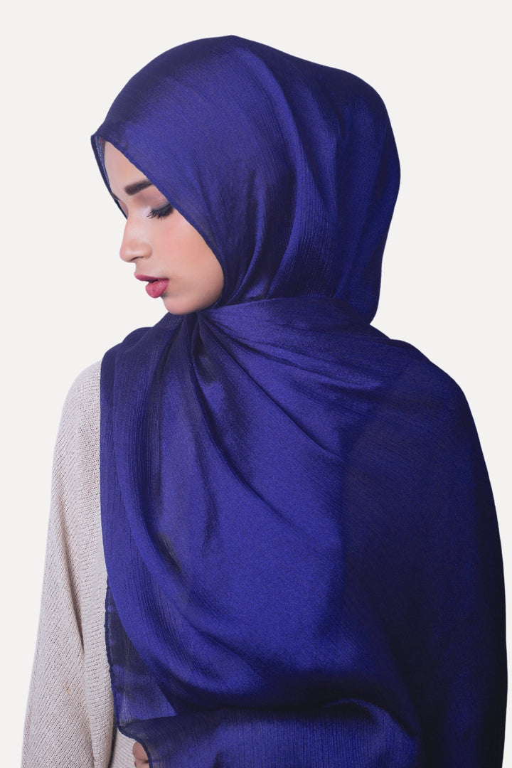 Crinkle Chiffon Hijab - Cornflower Blue (Shimmer)