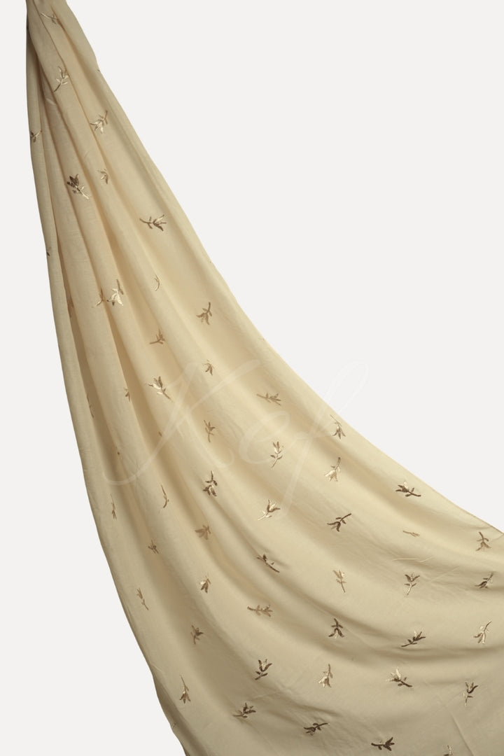 Grace Embroidery Lawn Hijab - Cream