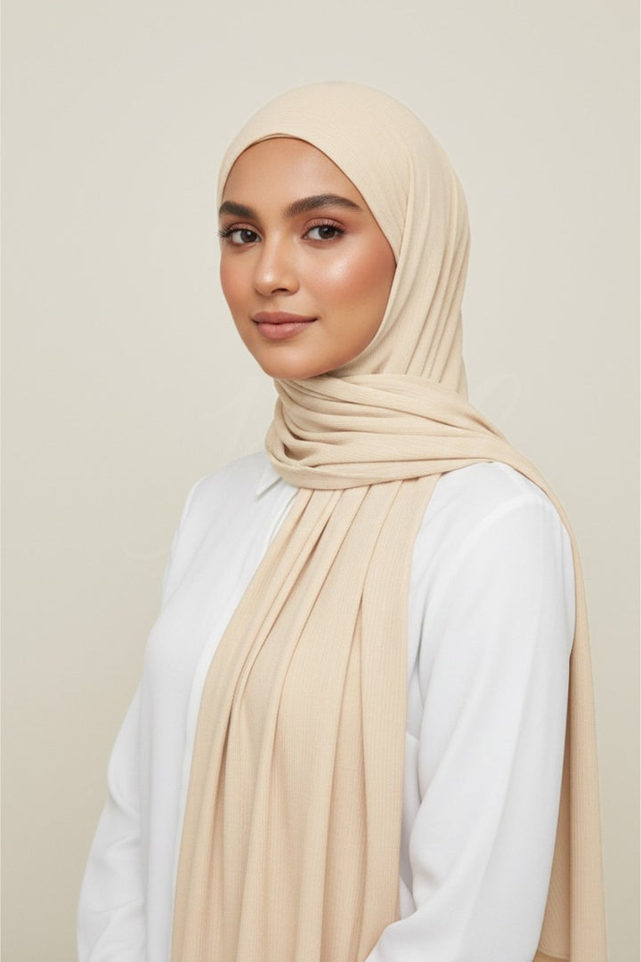 Bamboo Jersey Hijab - Cream